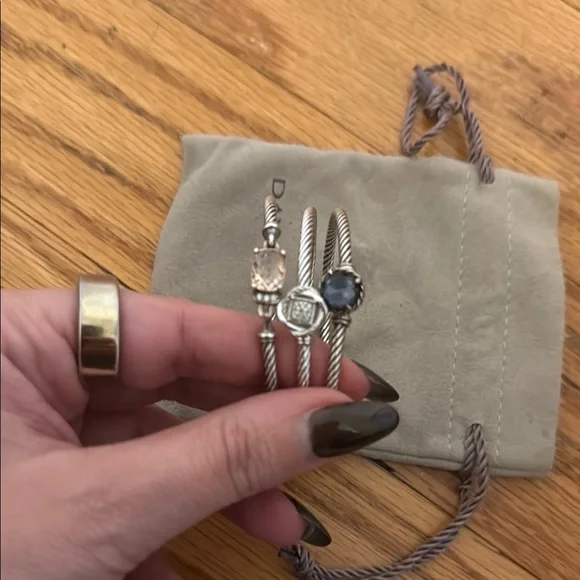 David Yurman Silver Bracelets with Gem Accents 2 bracelets - Picture 2 of 6